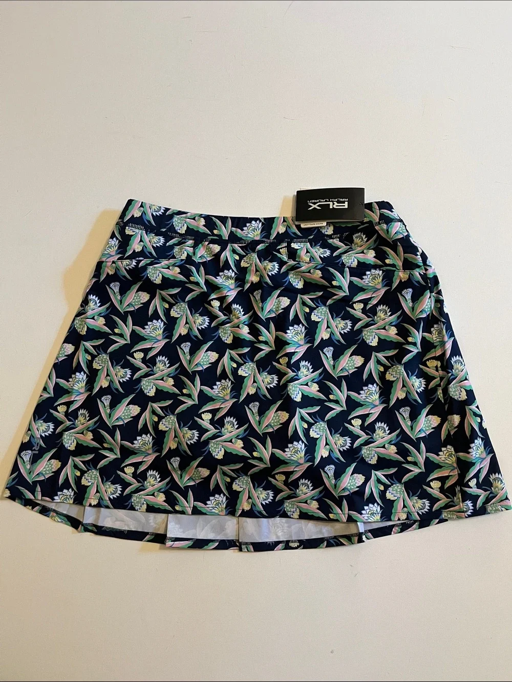 RLX Ralph Lauren Golf Skort Women's M blue pink Floral Pleated Stretch $148